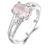 Sterling Silver Oval Shaped 8X6 MM Gemstone Ring Leaf Engagement Ring for Women