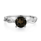 Sterling Silver 7x7mm Round Cut Gemstone Twist Infinity Engagement Ring for Women