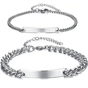 Pesonalized Engraving 925 Sterling Silver Engraving Nameplate Couple Bracelet Daily
