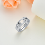 Personalized Hollow Heart 925 Silver White Gold Plated Couple Rings for Women Men