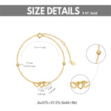 9K Real Gold Three Hearts Bracelets Jewelry Gifts For Women Girls