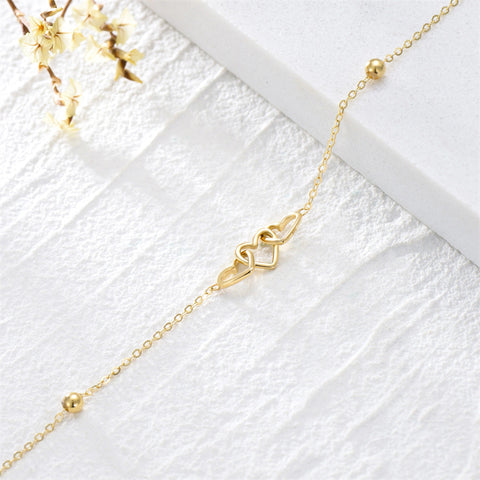 9K Real Gold Three Hearts Bracelets Jewelry Gifts For Women Girls
