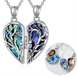 Personalized 925 Sterling Silver 2pcs Heart Couple Photo Necklaces