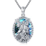 Abalone Shell Our Lady of Guadalupe Pendant Necklace in 925 Sterling Silver