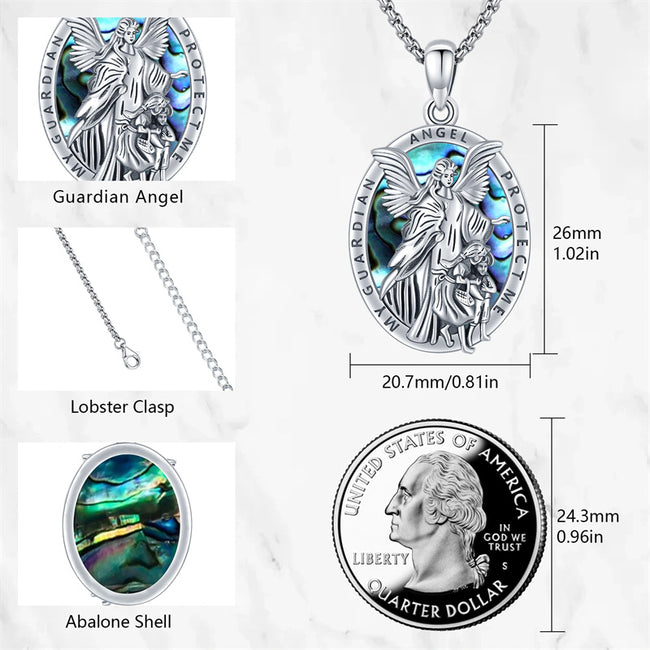 Abalone Shell Our Lady of Guadalupe Pendant Necklace in 925 Sterling Silver