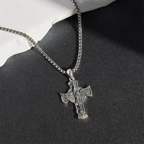 St Michael Necklace for Men 925 Sterling Silver Cross Saint Archangel Michael Medal Medallion Protection Jewelry for Men