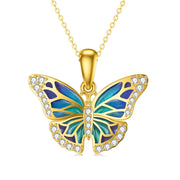 14K Gold Butterfly Pendant Necklace