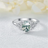14K  Gold Natural Moss Agate Ring Jewelry Gift for Women
