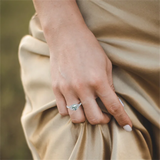14K  Gold Natural Moss Agate Ring Jewelry Gift for Women