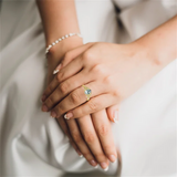 14K  Gold Natural Moss Agate Ring Jewelry Gift for Women
