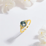14K  Gold Natural Moss Agate Ring Jewelry Gift for Women