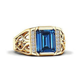 Sterling silver 10K 14K 18K Gold Emerald Cut 4 Carat Mens Gemstone Engagement Ring Promise Ring for Men