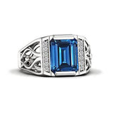 Sterling silver 10K 14K 18K Gold Emerald Cut 4 Carat Mens Gemstone Engagement Ring Promise Ring for Men