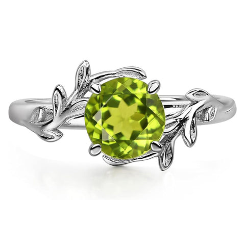 Sterling Silver Round Shaped Gemstone Branch Ring