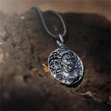 Sterling Silver Oxidized Lucky Monkey Pendant Necklace for Men