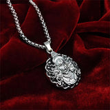 Sterling Silver Oxidized Lucky Monkey Pendant Necklace for Men