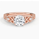Sterling Silver Personalized Engraved Moissanite Engagement Wedding Ring