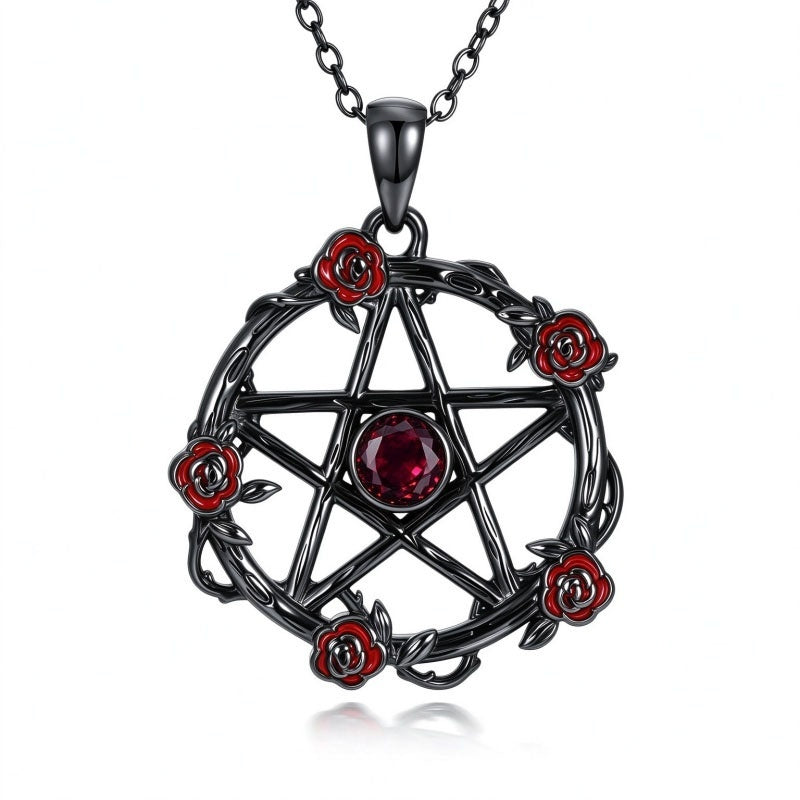 Sterling Silver Black Heart Skeleton Birthstone Necklace With Engraved Halloween Gift