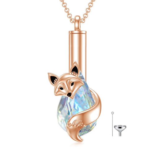 Sterling Silver Teardrop Crystal Butterfly Dragonfly Fox Hummingbird Phoenix Tree of Life Urn Necklaces for Ashes