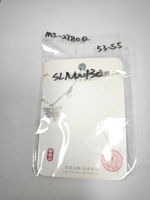 925 Sterling Silver Elegant Moissanite Butterfly Necklace With Triple Charm Design