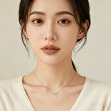 925 Sterling Silver Elegant Floral Zircon Necklace With Delicate Chain And Teardrop Pendant