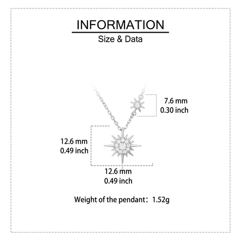 925 Sterling Silver Elegant Silver Double Starburst Necklace With Crystal-emblazoned Pendants