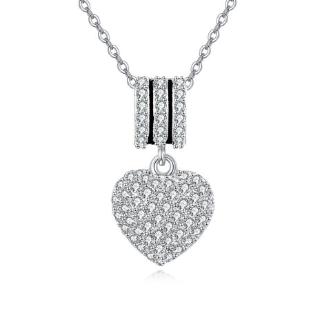 925 Sterling Silver Elegant Zircon Heart Pendant Necklace With Silver Chain And Luxury Jewelry Design