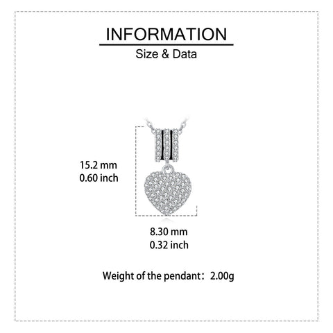 925 Sterling Silver Elegant Zircon Heart Pendant Necklace With Silver Chain And Luxury Jewelry Design