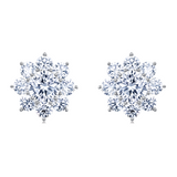 925 Sterling Silver Elegant Floral Moissanite Cluster Earrings – Luxury Jewelry