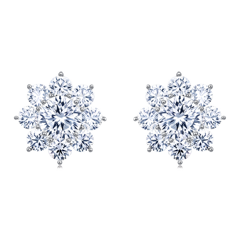 925 Sterling Silver Elegant Floral Moissanite Cluster Earrings – Luxury Jewelry