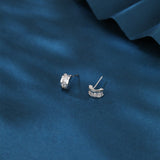 925 Sterling Silver Elegant Silver Triple Row Moissanite Hoop Stud Earrings