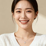 925 Sterling Silver Elegant Silver Double Starburst Necklace With Crystal-emblazoned Pendants