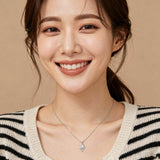 925 Sterling Silver Elegant Silver Blue Moissanite Wave Design Necklace With Sparkling Accents