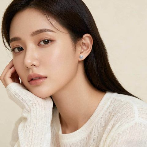 925 Sterling Silver Elegant Floral Moissanite Earrings With Radiant Center Stone