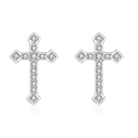 925 Sterling Silver Elegant Zircon Cross Earrings In Sterling Silver: Timeless Design For Everyday Elegance