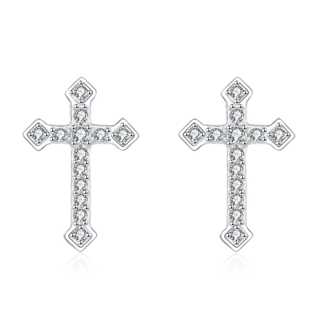 925 Sterling Silver Elegant Zircon Cross Earrings In Sterling Silver: Timeless Design For Everyday Elegance