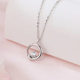 925 Sterling Silver Elegant Solitaire Zircon Circular Pendant Necklace