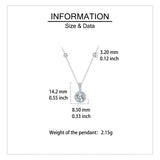 925 Sterling Silver Elegant Round Zircon Halo Pendant Necklace With Chain Accents