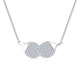 925 Sterling Silver Cubic Zircon Ping Pong Paddle Pendant Necklace