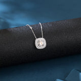 925 Sterling Silver Elegant Moissanite Halo Pendant Necklace In Plated with White Gold – Timeless Luxury Jewelry