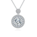 925 Sterling Silver Elegant Moissanite Halo Pendant Necklace With Sparkling Accents