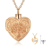 10K Gold Personalized Tree of Life Heart Urn Necklace for Ashes