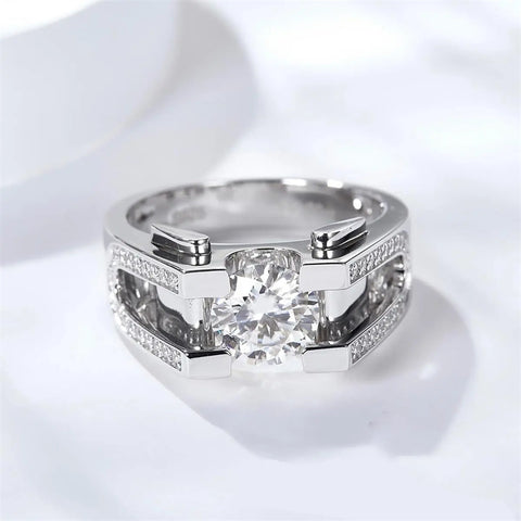 9K Gold 10K Gold 14K Gold 18K Gold Round Shaped 1.0 CT Moissanite Engagement Ring for Men