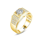 10K Gold 14K Gold 18K Gold 1.5 CT Round Moissanite Engagement Ring for Men