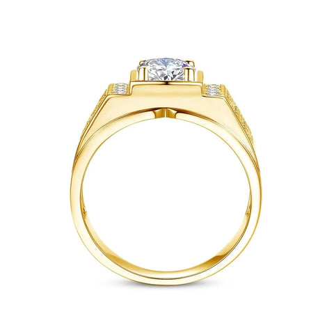 10K Gold 14K Gold 18K Gold 1.5 CT Round Moissanite Engagement Ring for Men