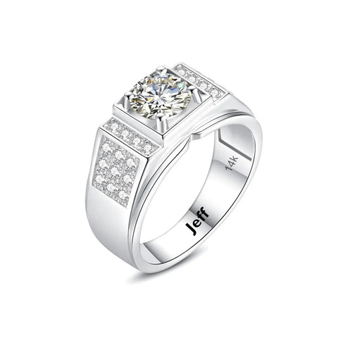 10K Gold 14K Gold 18K Gold 1.5 CT Round Moissanite Engagement Ring for Men