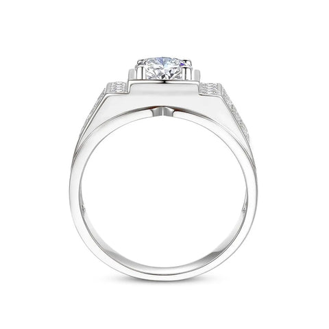 10K Gold 14K Gold 18K Gold 1.5 CT Round Moissanite Engagement Ring for Men