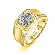 10K Gold 14K Gold 18K Gold Princess Cut Shaped Moissanite Personalized Engraving & Engagement Ring for Men