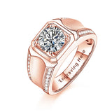 10K Gold 14K Gold 18K Gold Princess Cut Shaped Moissanite Personalized Engraving & Engagement Ring for Men
