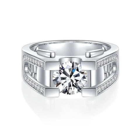 9K Gold 10K Gold 14K Gold 18K Gold Round Shaped 1.0 CT Moissanite Engagement Ring for Men